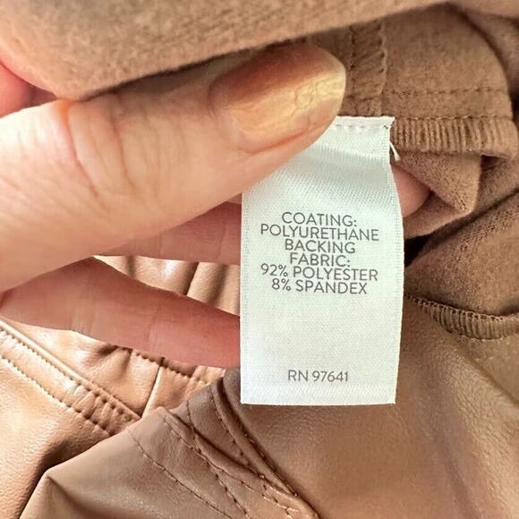 J Jill Vegan Faux Leather Leggings Pull On Pants Brown Size Large Petite LP - Picture 6 of 6